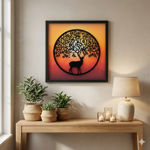 Abstract Barasingha in Sunlight Glass Painting