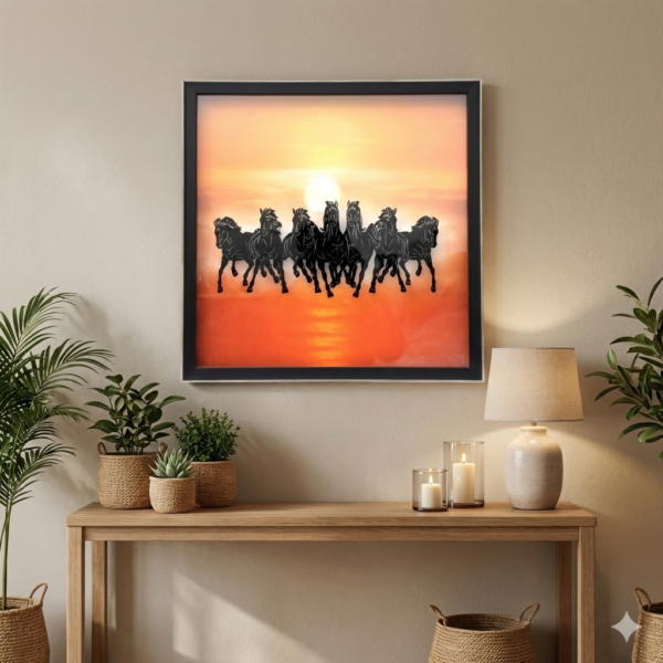 7 Horse Glass Painting
