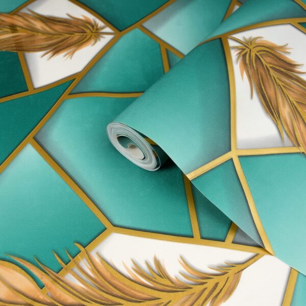 Pure 3d Green Wallpaper with  Golden Lines