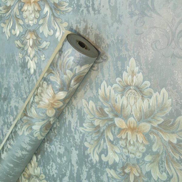 Light Sea Green Dmask Pattern Luxury Wallpaper