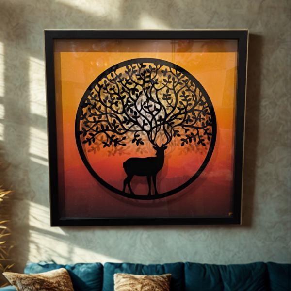 Barasingha 18"X18" PVC Frame 3d Glass Painting