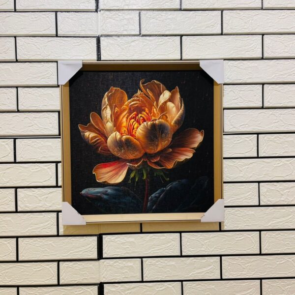 3d Golden Flower View 18"X18" Aluminium Frame Canvas Painting