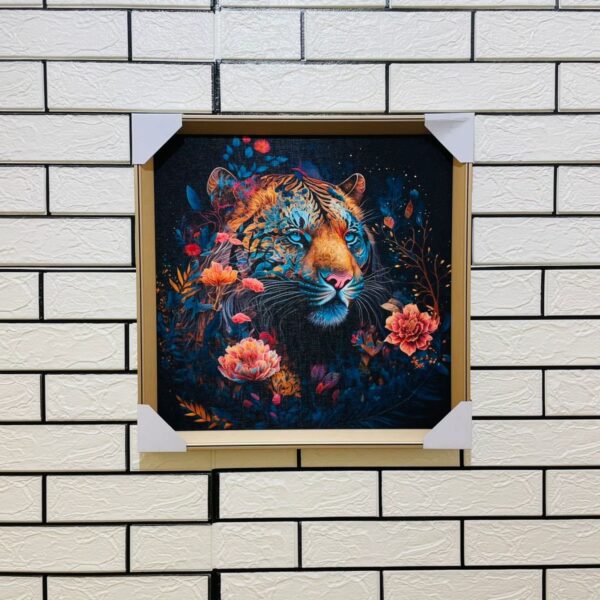 Tiger Face Night View 18"X18" Aluminium Frame Canvas Painting