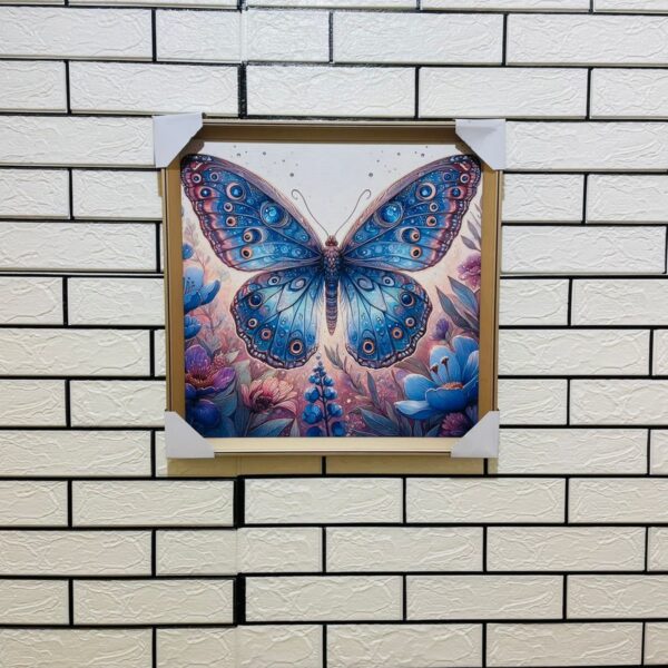 Beautiful Blue Butterfly 18"X18" Aluminium Frame Canvas Painting