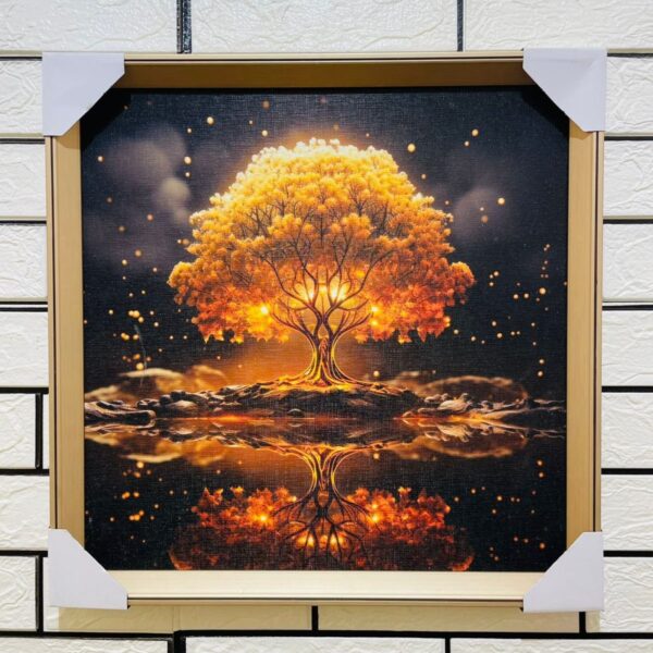 Golden Tree Night View 18"X18" Aluminium Frame Canvas Painting