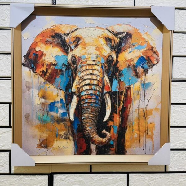 African Elephant 18"X18" Aluminium Frame Embossed Canvas Painting