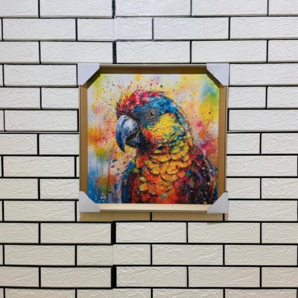 Beautiful Colorful Parrot 18"X18" Aluminium Frame Embossed Canvas Painting