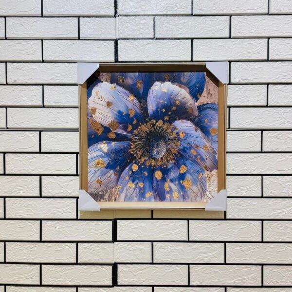3d Blue Flower 18"X18" Aluminium Frame Embossed Canvas Painting